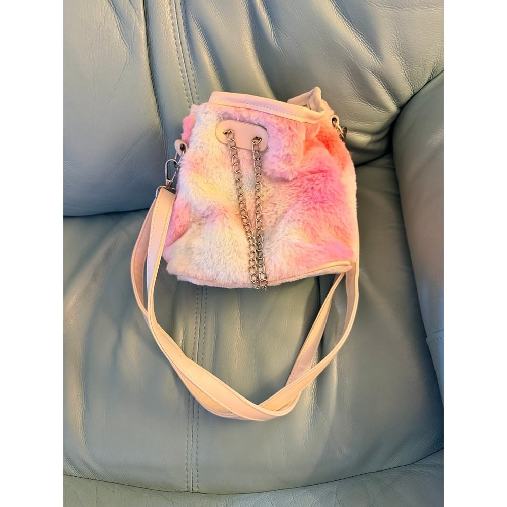 Rainbow fuzzy plush bag